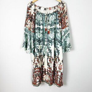 Women's Boho Hippie Midi Dress Swing Tassels Paisley Size 22/24